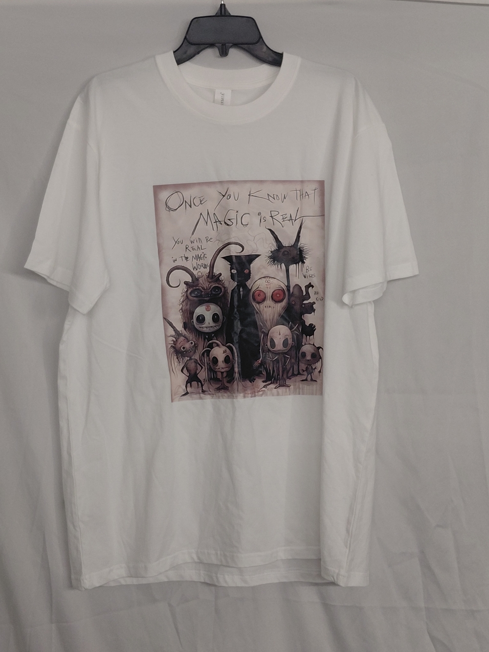 White Graphic Womens T-Shirt with 'Once You Know That Magic Is Real' Art